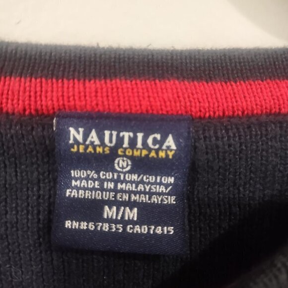Nautica Heavyweight Cotton Navy Knit Sweater Size M - Picture 4 of 6